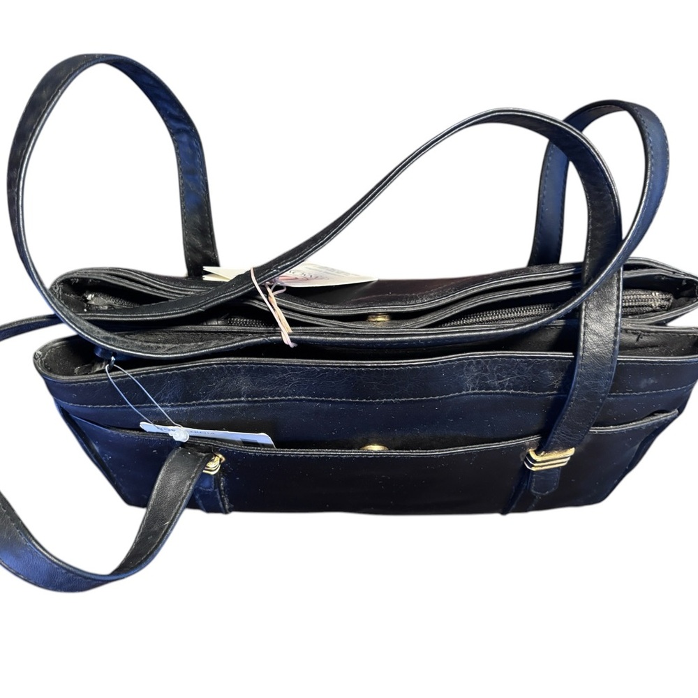 Ganson Black Leather Shoulder Tote - Picture 5 of 10